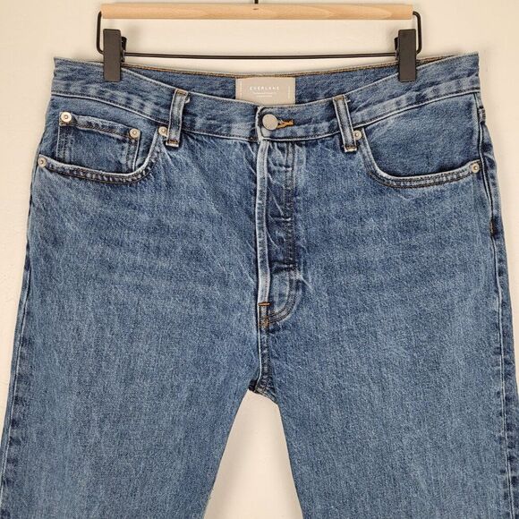 Everlane The Relaxed Straight Fit Organic Cotton Crop Jeans Blue Size 29 Regular - Picture 2 of 13